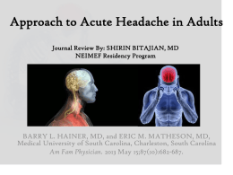Approach to Acute Headache in Adults