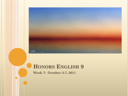 Honors english 9 - Wonder through the World
