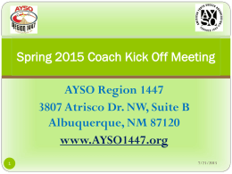 Spring 2013 Coach Meeting - AYSO Albuquerque Westside