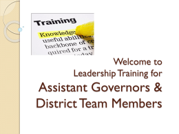 Welcome to Leadership Training for Assistant Governors