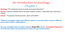 An Introduction to Sociology Chapter 1