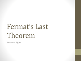 Fermat’s Last Theorem - College of William & Mary