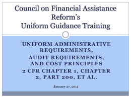 Council on Financial Assistance Reform’s New Uniform