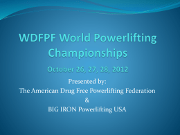 2012 WDFPF World Powerlifting Championship Proposal