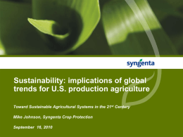 Sustainability: implications of global trends for US