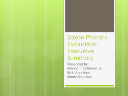 Saxon Phonics Evaluation: Executive Summary