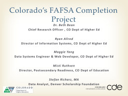 Colorado’s FAFSA Completion Project