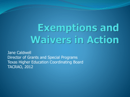 Exemptions and Waivers in Action
