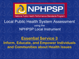 Local Public Health System Assessment using the National