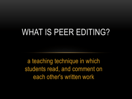 What is Peer Editing?