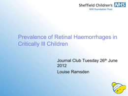 Department Presentation Title - Sheffield Children's Hospital
