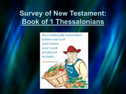 Survey of New Testament: Book of 1 Thessalonians