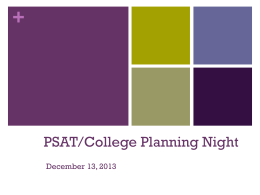 PSAT/College Planning Night December 13, 2011