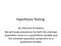 Hypothesis Testing - Wayne State College