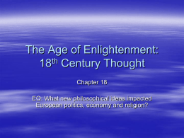 The Age of Enlightenment: 18th Century Thought