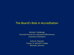 The Board’s Role in Accreditation