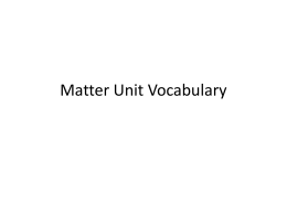 Matter Unit Vocabulary - Orange County Public Schools