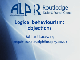Logical behaviourism: objections