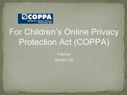 For Children’s Online Privacy Protection Act (COPPA)
