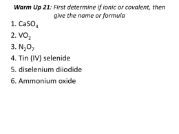 Warm Up 4.3: Determine name or formula