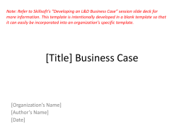 [Title] Business Case