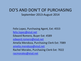 DO AND DON’T ON PURCHASING September 2013