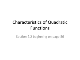Characteristics of Quadratic Functions