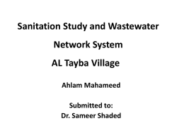 Sanitation Study and Wastewater Network System of AL Tayba