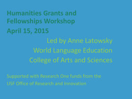 Summer Grant Writing Workshops – Research in the Humanities