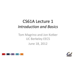 CS61A Lecture 1