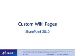 Custom Wiki Pages in SP 2010 - GISPUG