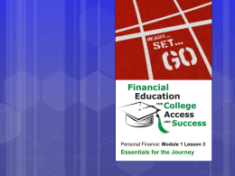 Financial Education for College Access and Success