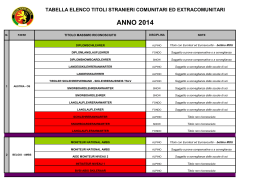 ELENCO AGGIORNATO TITOLI STRANIERI STAGIONE 2014