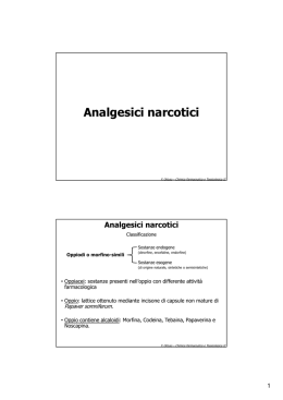 Analgesici narcotici - Facoltà di Farmacia