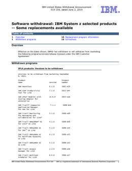 Software withdrawal: IBM System z selected products -