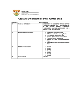 PUBLICATION/ NOTIFICATION OF THE AWARDS OF BID