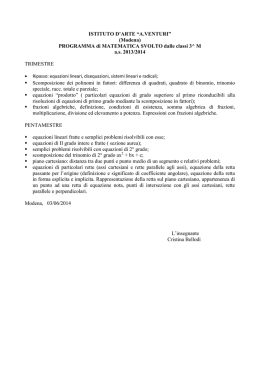 (Modena) PROGRAMMA di MATEMATICA SVOLTO
