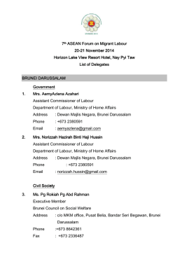 Participants List of the 7th ASEAN Forum on Migrant Labour
