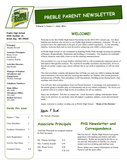 Summer Mail Newsletter PHS - Green Bay Area Public School