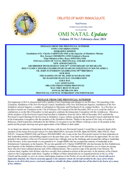 OMI NATAL Update - Oblates of Mary Immaculate
