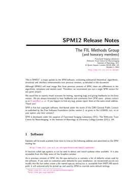 SPM12 Release Notes - Wellcome Trust Centre for Neuroimaging