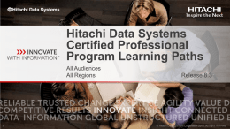 Hitachi Data Systems Certified Professional Program Learning Paths