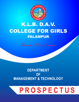 Prospectus 2014-2015 - KLB DAV College for Girls, Palampur