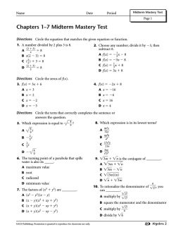 Chapters 1–7 Midterm Mastery Test