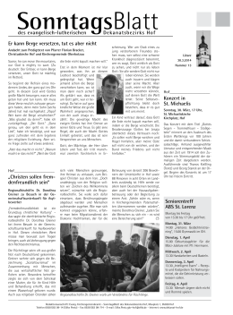Sonntagsblattbeilage Dekanat Hof 13. Woche 2014