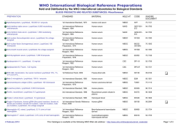 WHO International Biological Reference Preparations