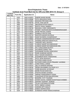 Govt.Polytechnic Thane Institute level Final Merit list for Off-Line