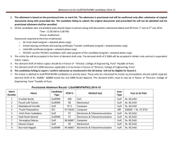 Allotment List for Gulf/PIO/FN/NRI candidates 2014-15