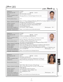 27 Student no. 9715001 BUETplanners ID BP 59 BIP ID M-314