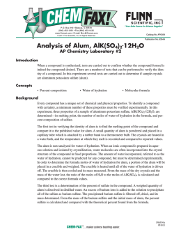 Analysis of Alum, AlK(SO4)212H2O